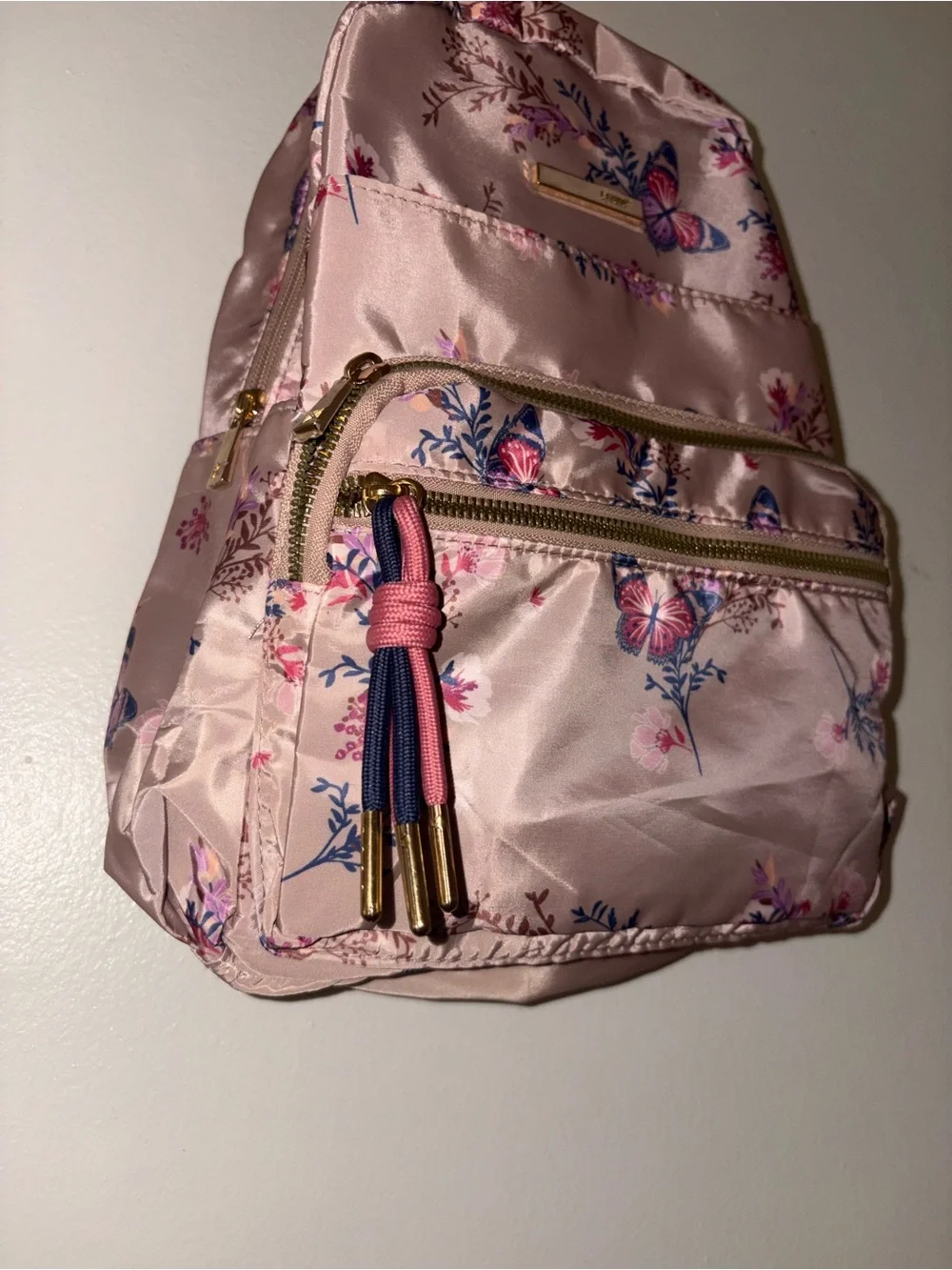 NWOT Butterfly Floral Mini Backpack with Tassel Detail